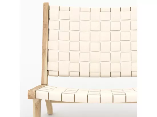 Fauteuil en teck et cuir tressé blanc - Kuna