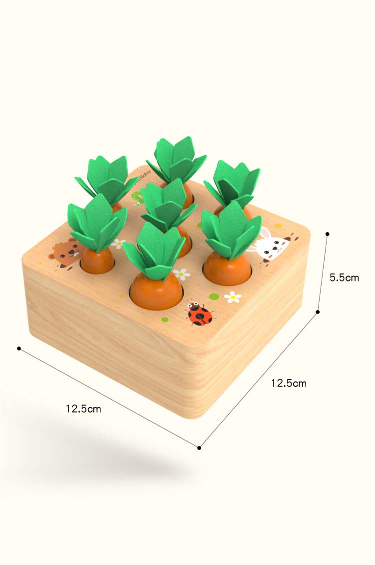 (125x125mm) Holz Spielzeug Kinder Steckspiel Motorik Puzzle Lernspiel - Karotte