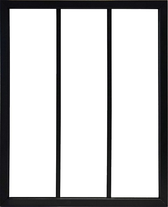 Verrière acier noir 3 vitrages transparents H.105 x x L.83 cm