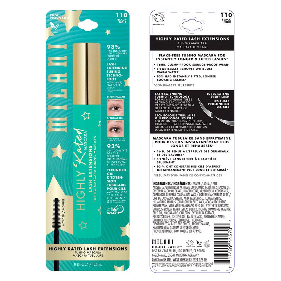 Milani Cosmetics Highly Rated Lash Extensions Tubing Mascara 10,5ml