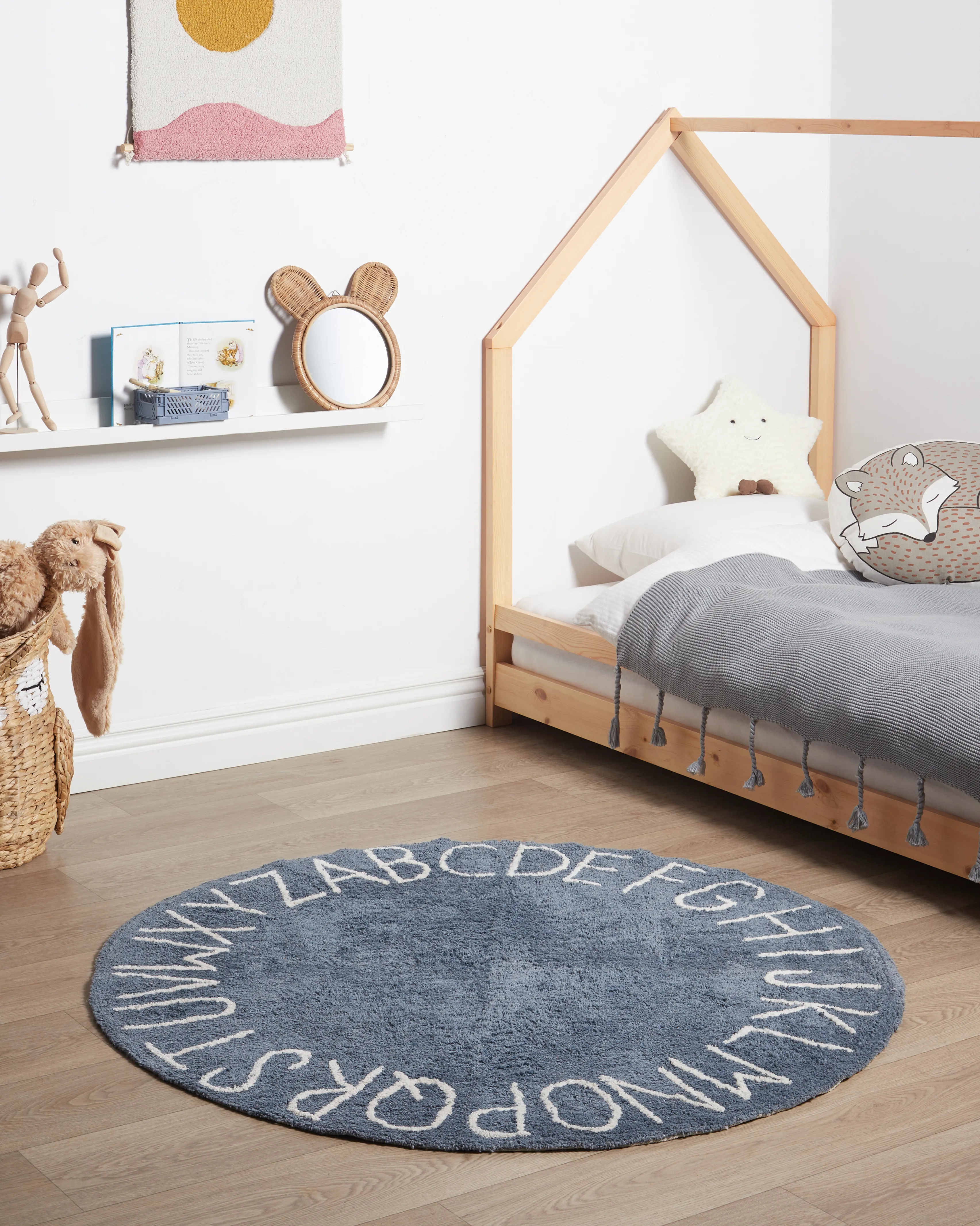 Kindervloerkleed VURGUN Donkerblauw ø 120 cm Katoen