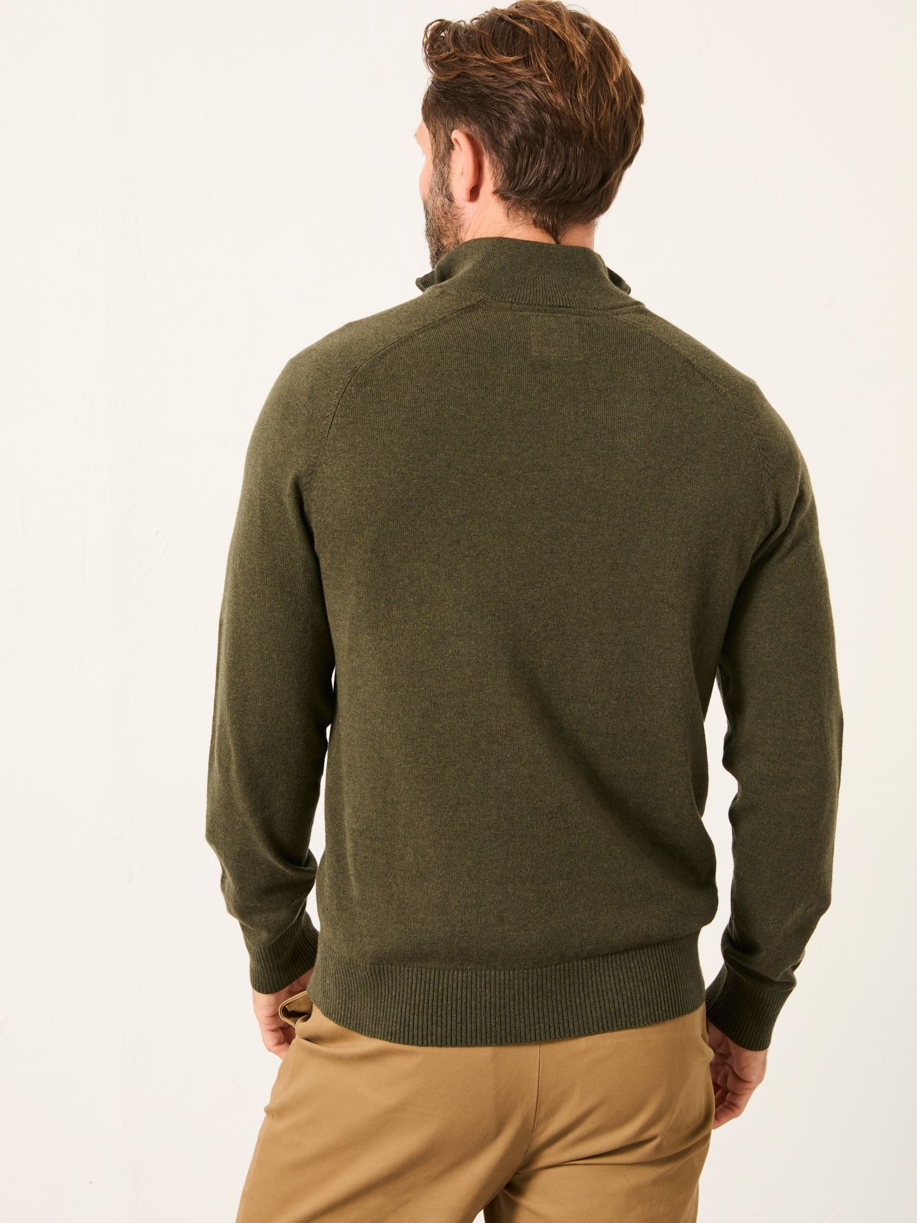 Donkergroen - FatFace Half Zip Neck Knitted Jumper