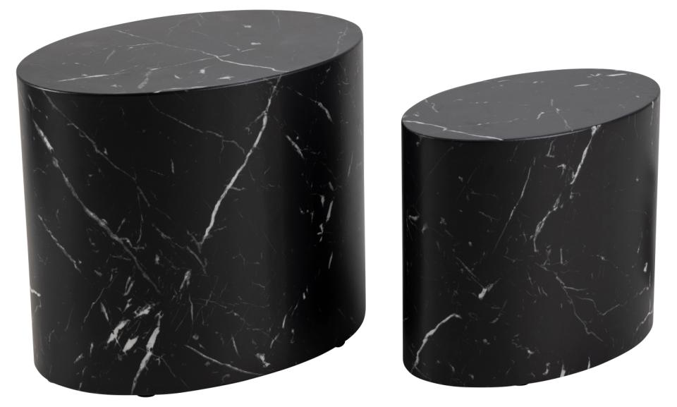 Gubbio Salontafel - 48 x 33 cm - zwart - Set van twee
