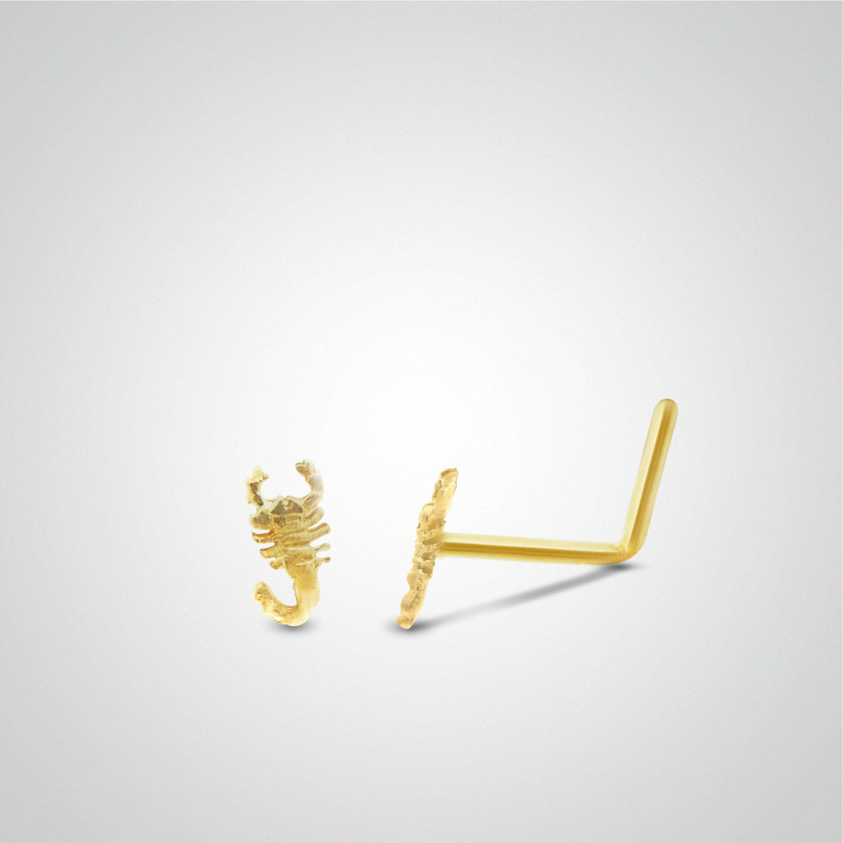 Piercing de nez scorpion en or jaune avec barre pliée