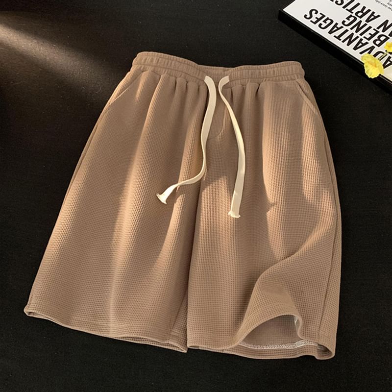 Sinlarity - Effen shorts met trekkoord in de taille
