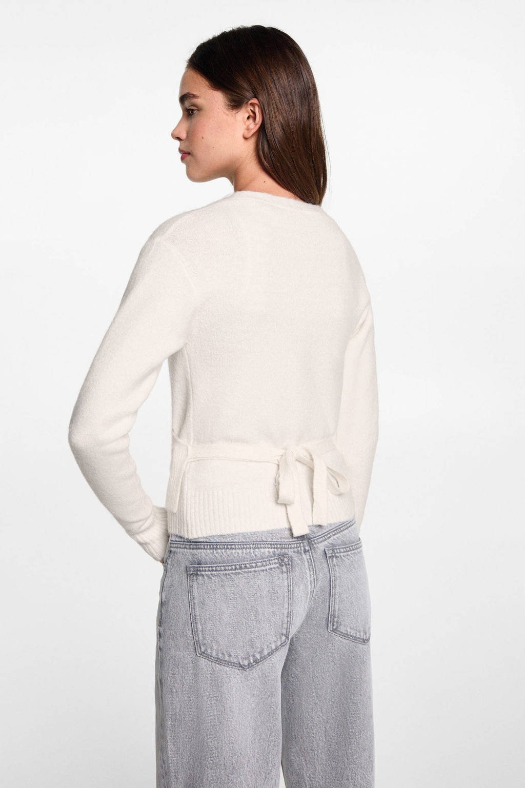 MANGO TEEN fijngebreid vest lichtbeige