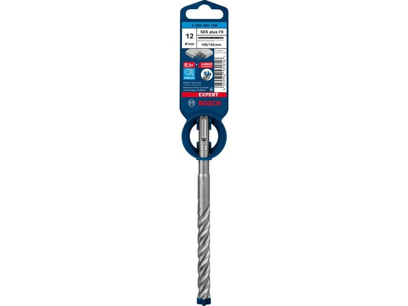 Bosch Professional Hammerbohrer EXPERT SDS plus-7X, 12 x 10 Bohrer für mehr Leistung, Zuverlässigkeit und Langlebigkeit