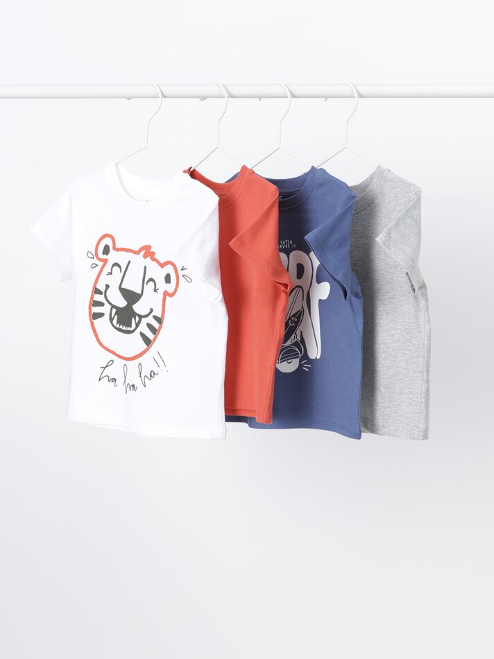 Pacote com 4 camisetas de manga curta sortidas - Azul Médio