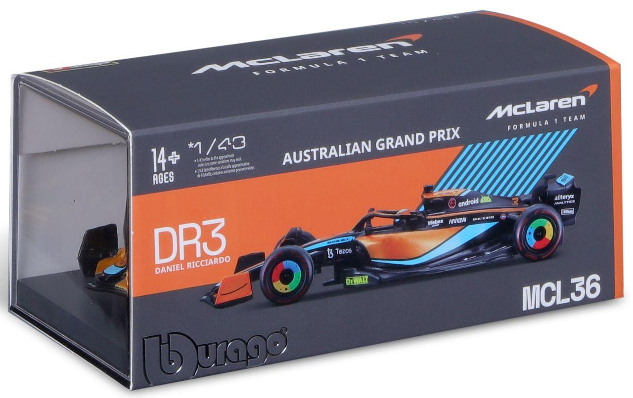 McLaren Mercedes F1 MCL36 Ricciardo 2022 1:43Sammlermodell im Massstab 1:43