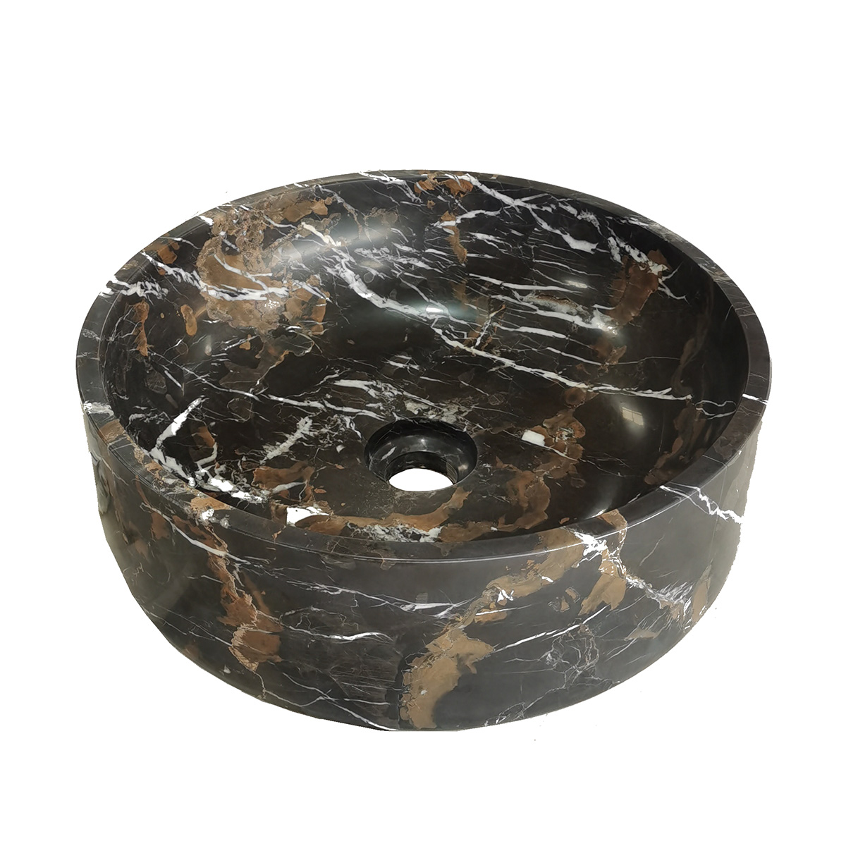 Saniclear Portoro Gold marmer waskom rond 38x13cm