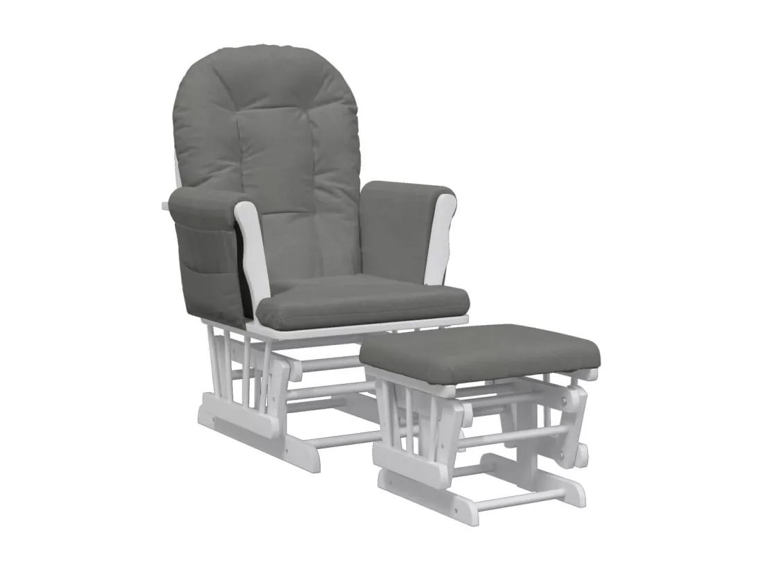 Chaise berçante avec repose-pied Gris foncé Tissu