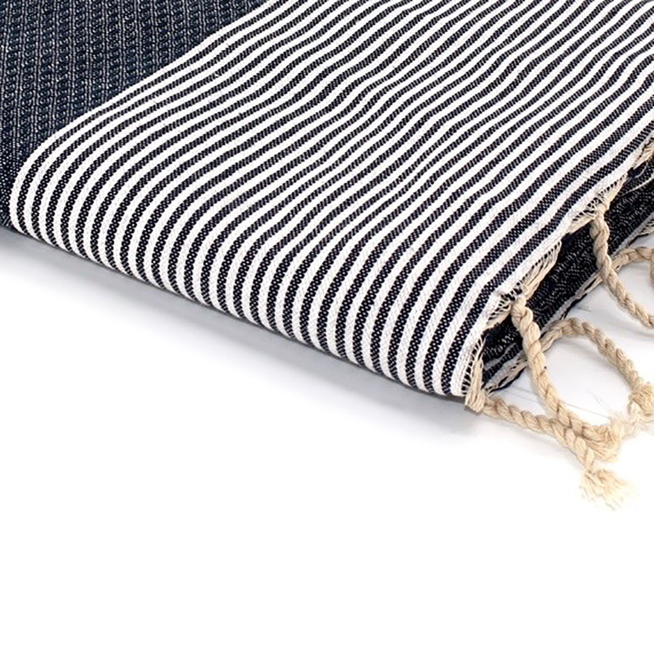 Febronie Fouta Nid d'Abeille Ibiza bleu jean/blanc - 100x200 cm
