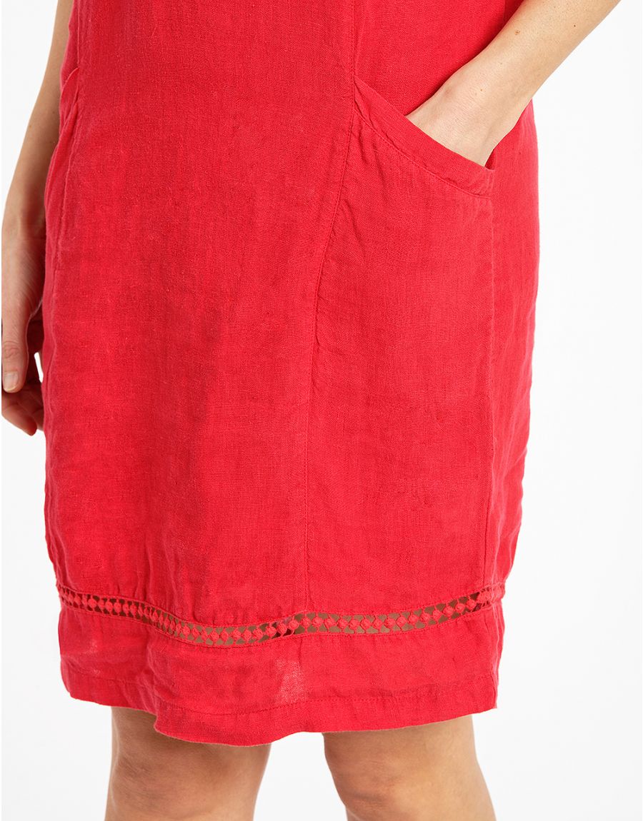Robe 100% LIN rouge