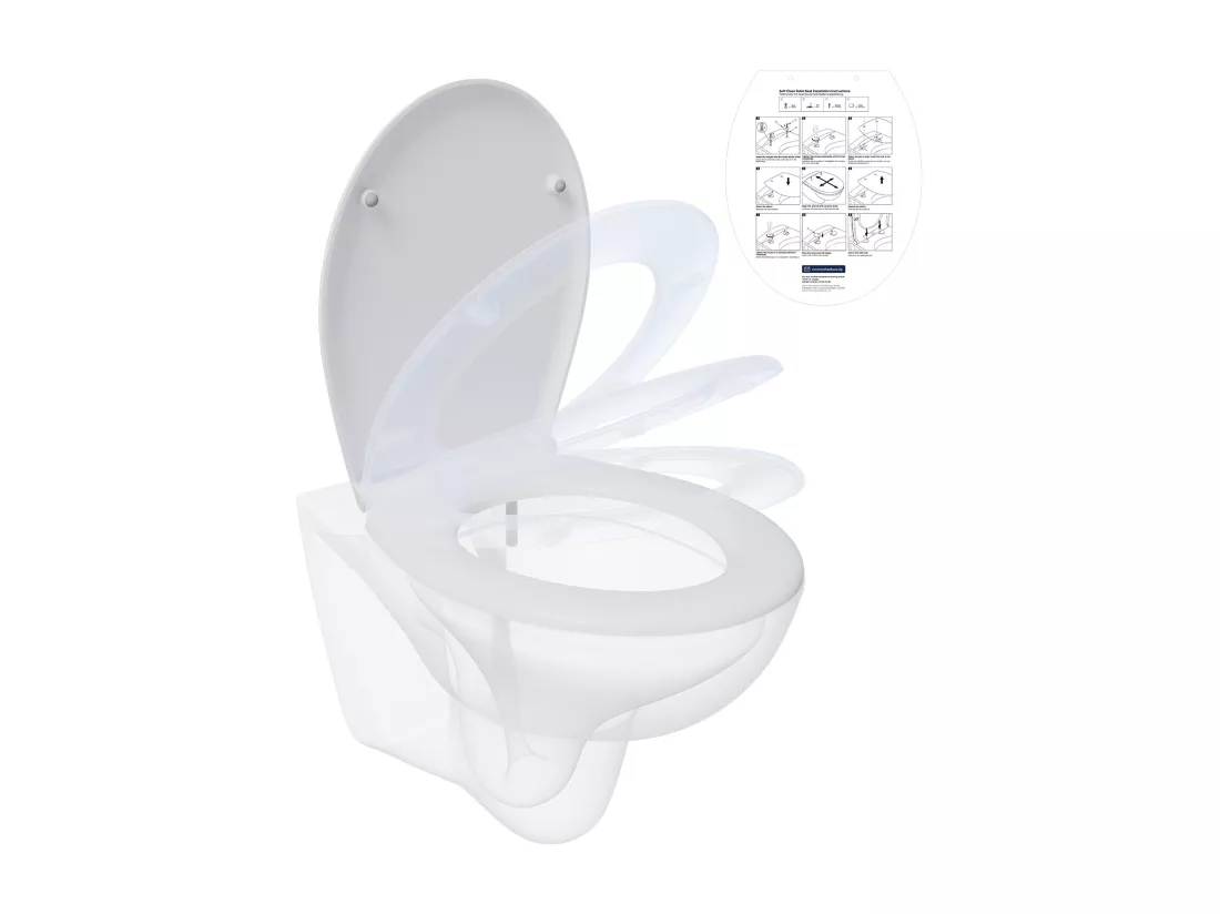 CECIPA MAX Siège de Toilette en Forme de O - Abattant WC Frein de Chute - Couvercle de Toilette pour Salle de Bain Siège de Toilette - Blanc