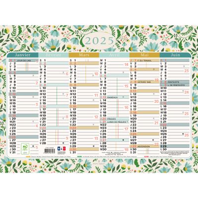 Calendrier Mini Labo - 6 mois par face - 22 x 29,5 cm - Exacompta