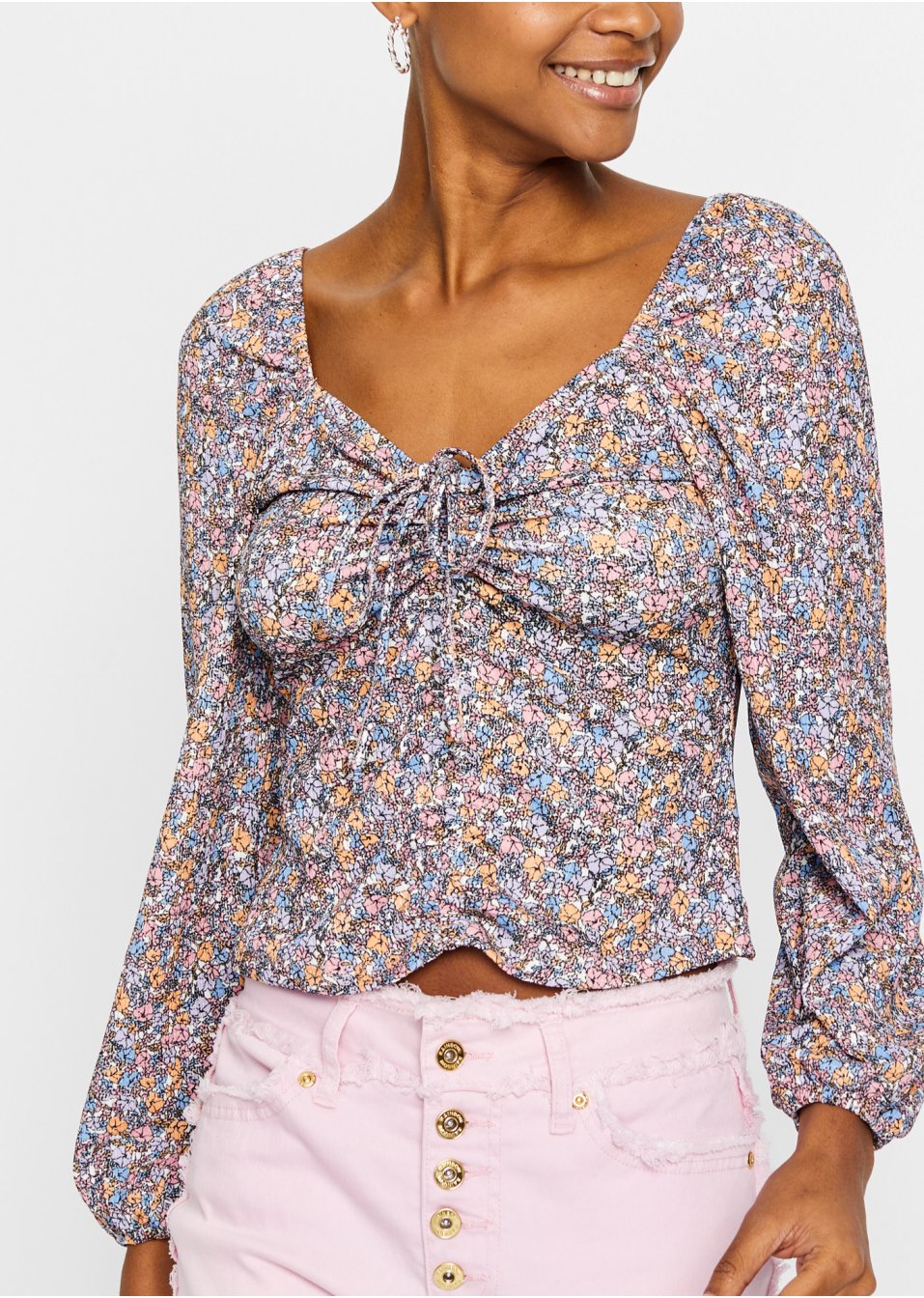 T-shirt imprimé avec fronces