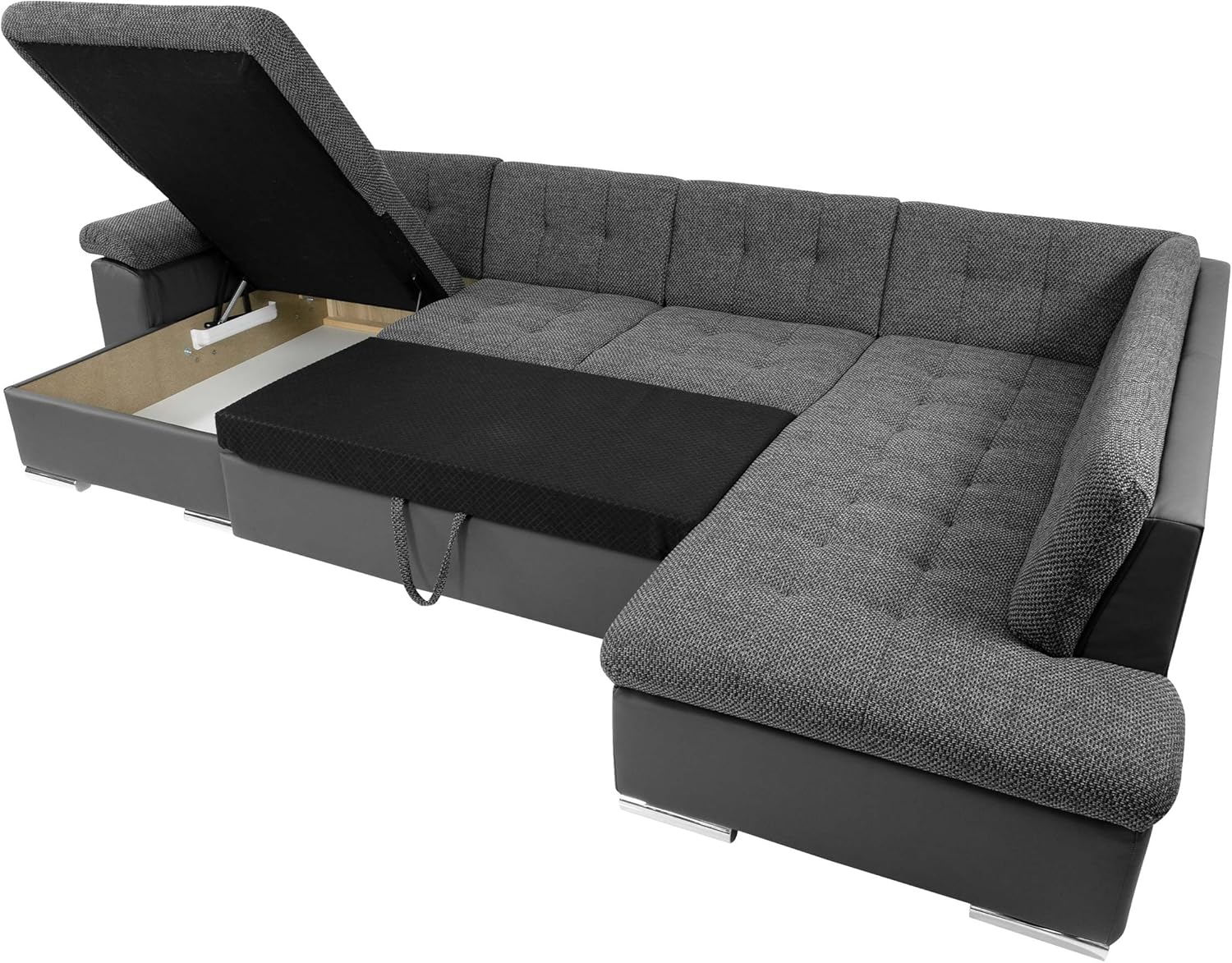 Mirjan24 Eckcouch Ecksofa Niko Bis, Design Sofa Couch mit Schlaffunktion und Bettkasten U-Sofa Farbauswahl Wohnlandschaft vom Hersteller (Ecksofa Rechts, Majorka 03)