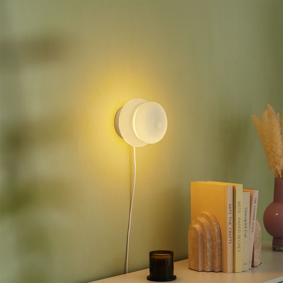 Japandi tafellamp beige met opaal glas 15cm - Kumo