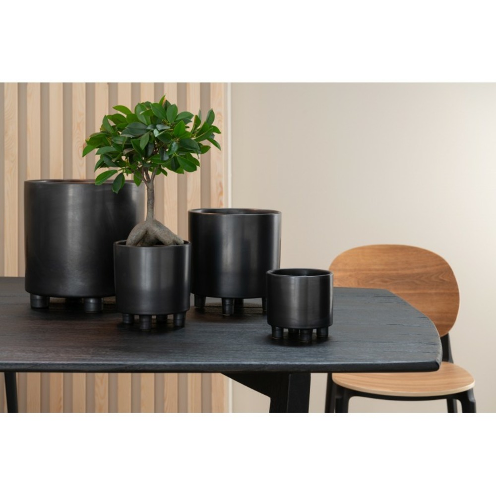 Cache pot sur pied en céramique noir 21x21x21cm