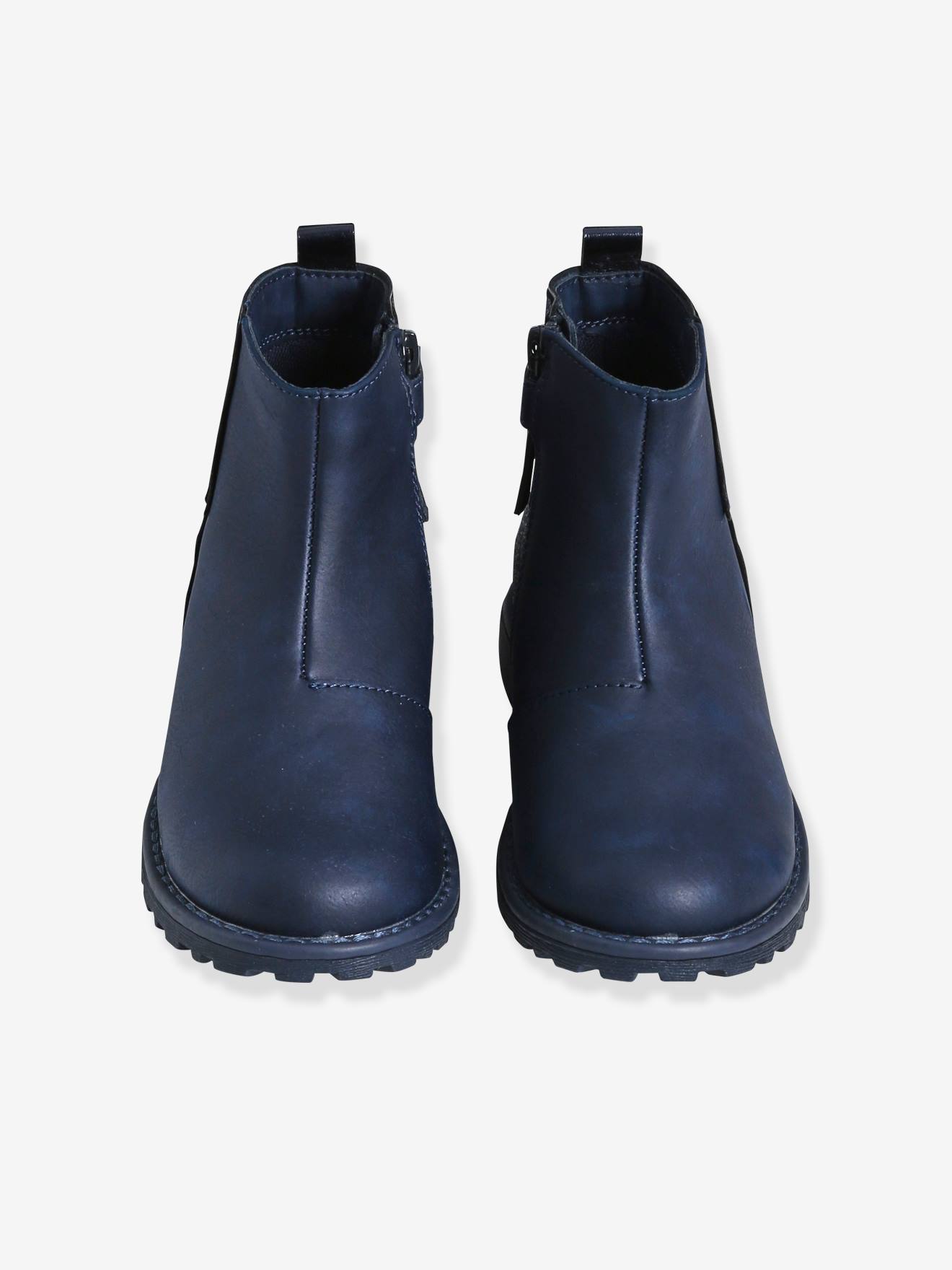 Botas de cano curto com glitter, azul escuro liso, para meninas.