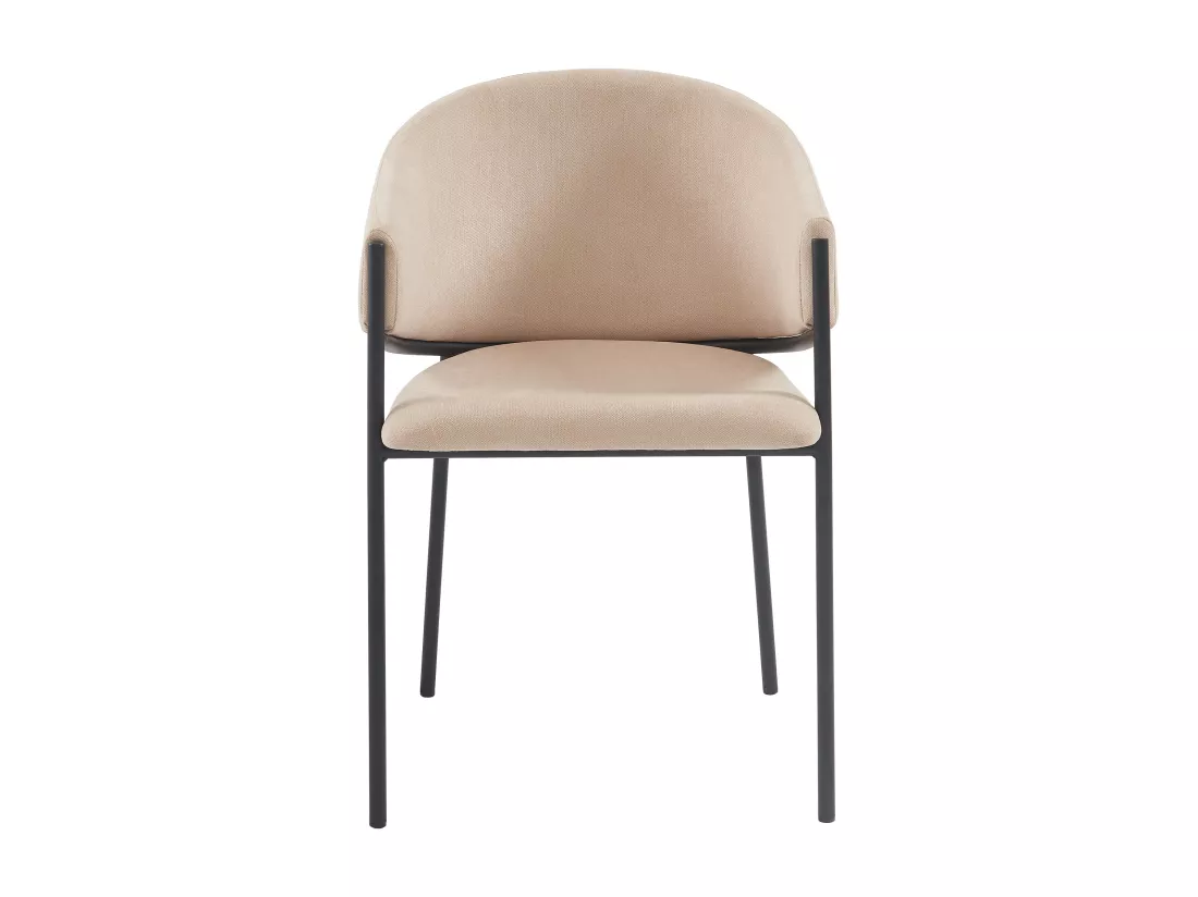 Lot de 2 chaises avec accoudoirs en tissu et métal noir - Beige - ORDIDA de Pascal MORABITO
