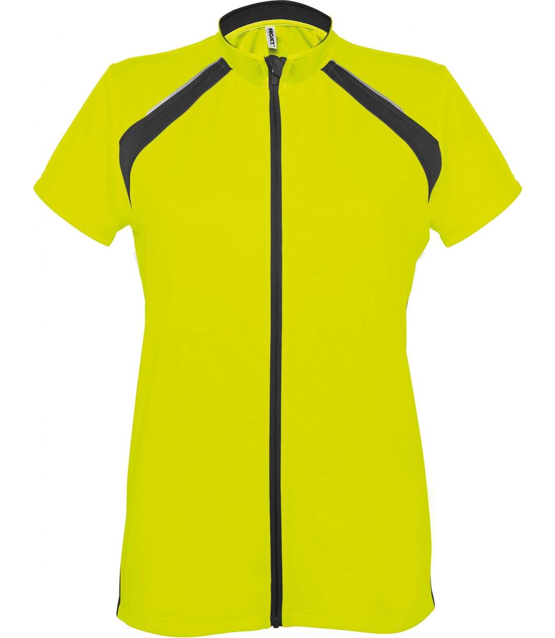 Maillot cycliste zippé femme - PA448 - jaune fluo - manches courtes