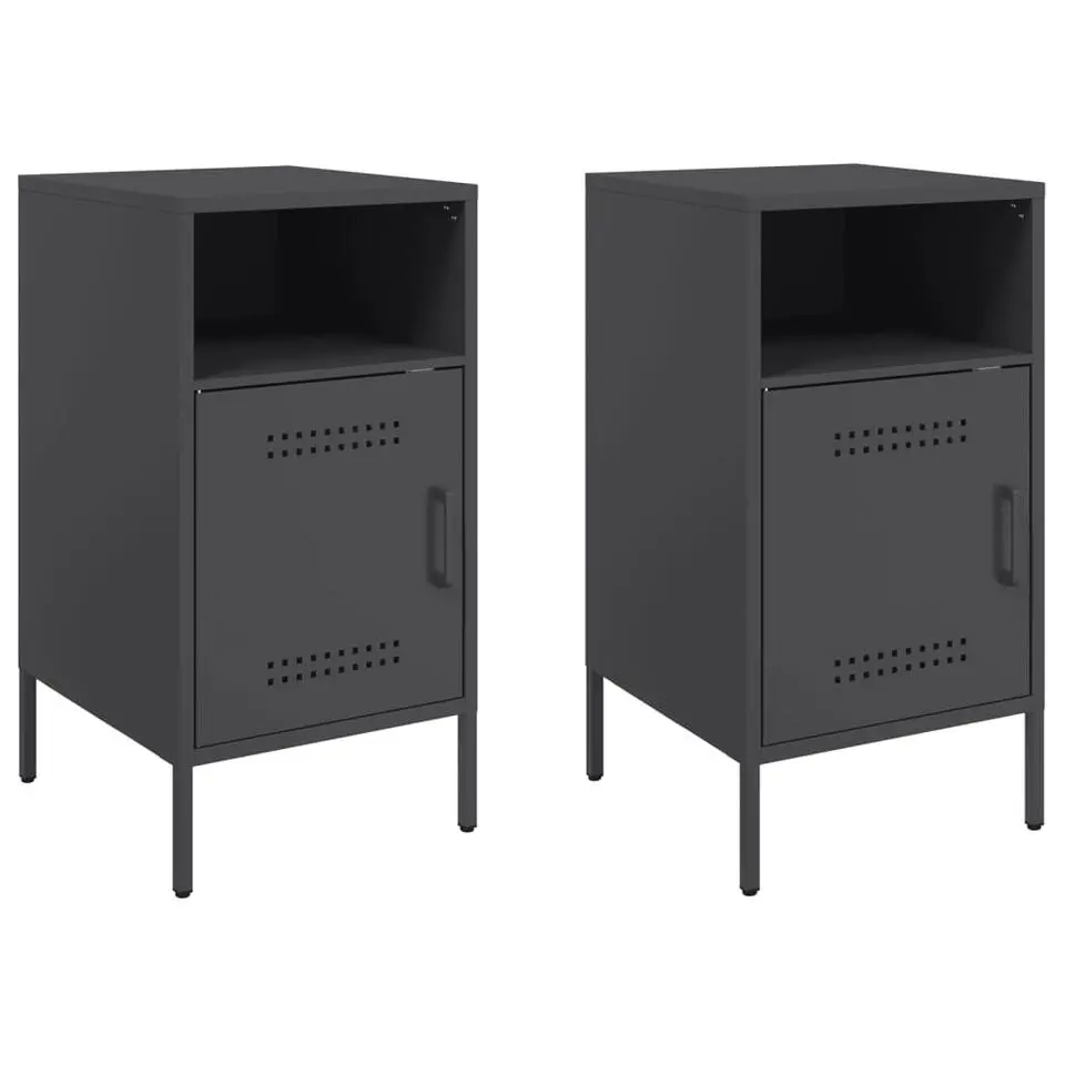 vidaXL - Nachtkastje - Zwart - Staal - 2 stuks