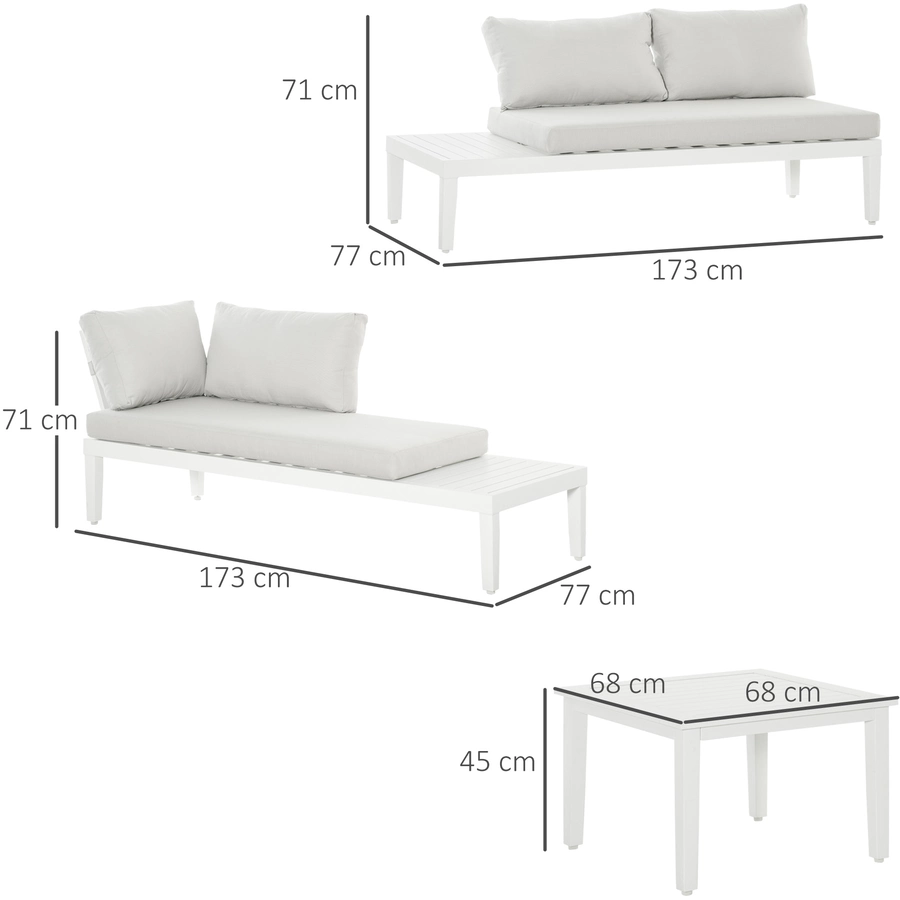Outsunny Gartenmöbel-Set mit waschbaren Polsterkissen beige