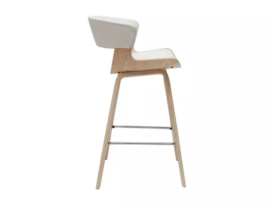Tabouret de bar design blanc et bois clair H65 cm SYRAH