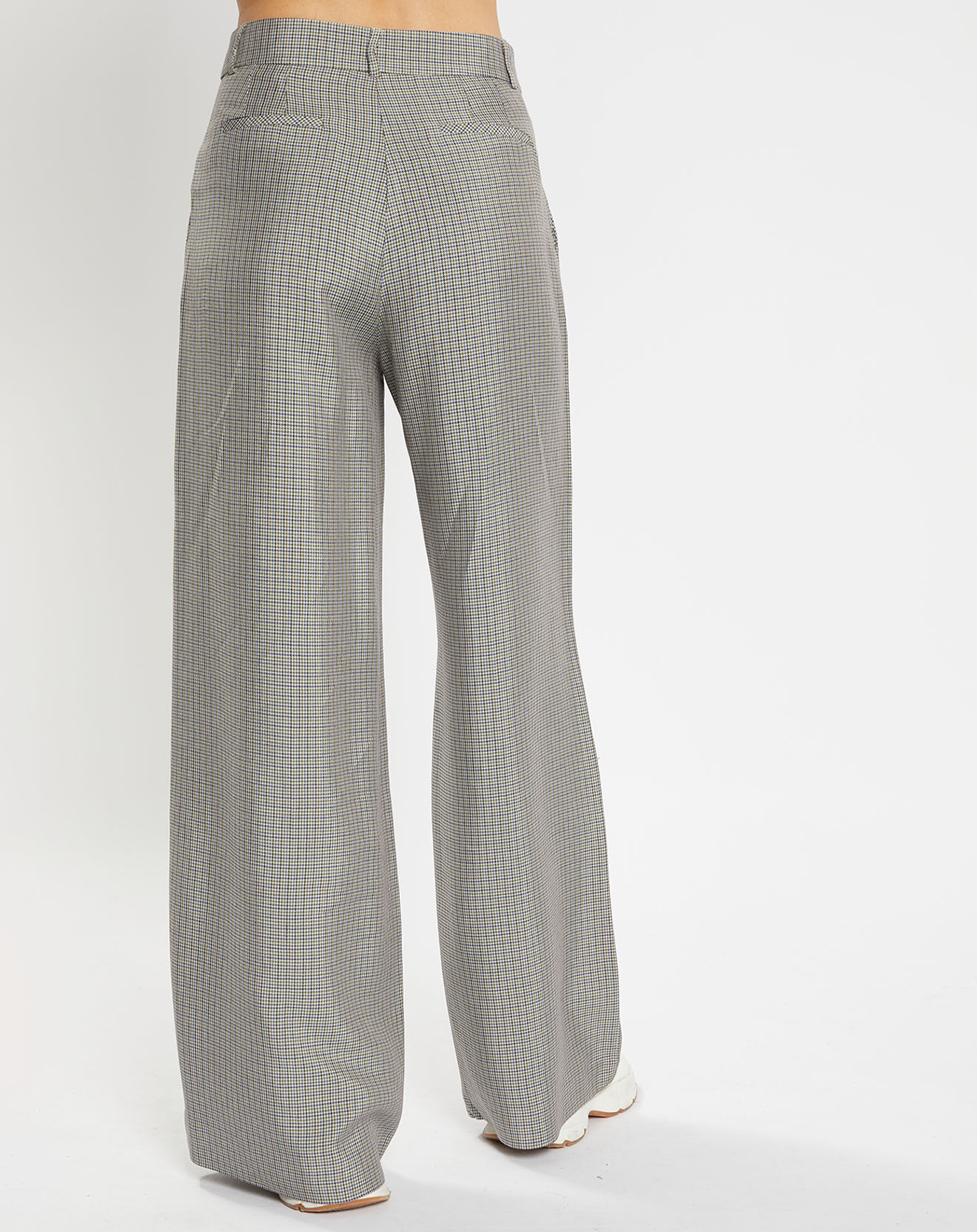 Galeries Lafayette Pantalon large et fluide imprimé pied-de-poule bleu
