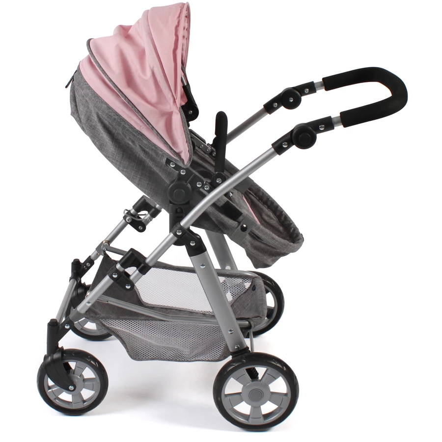 BAYER CHIC 2000 Kombi Puppenwagen NELE melange grau rosa
