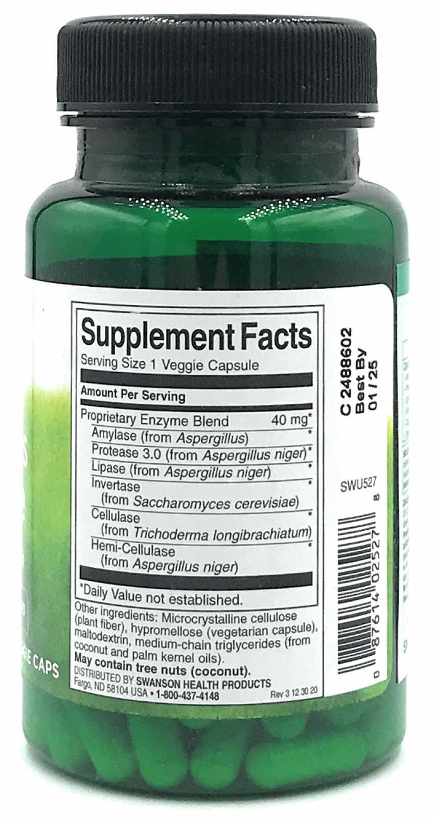 Swanson Enzima Antigases 123mg 90 cápsulas