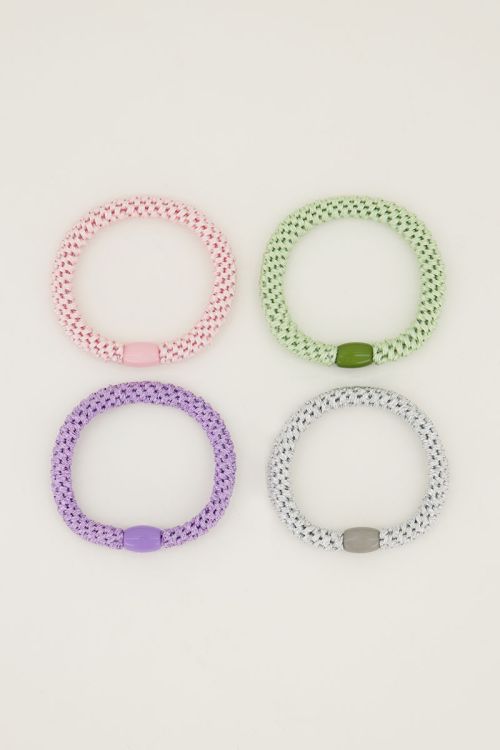 Paarse haarelastiek set 4 stuks