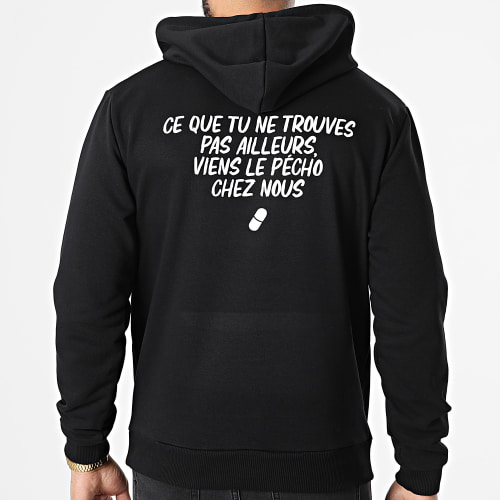 Sweat Capuche Logo Typo Noir Blanc