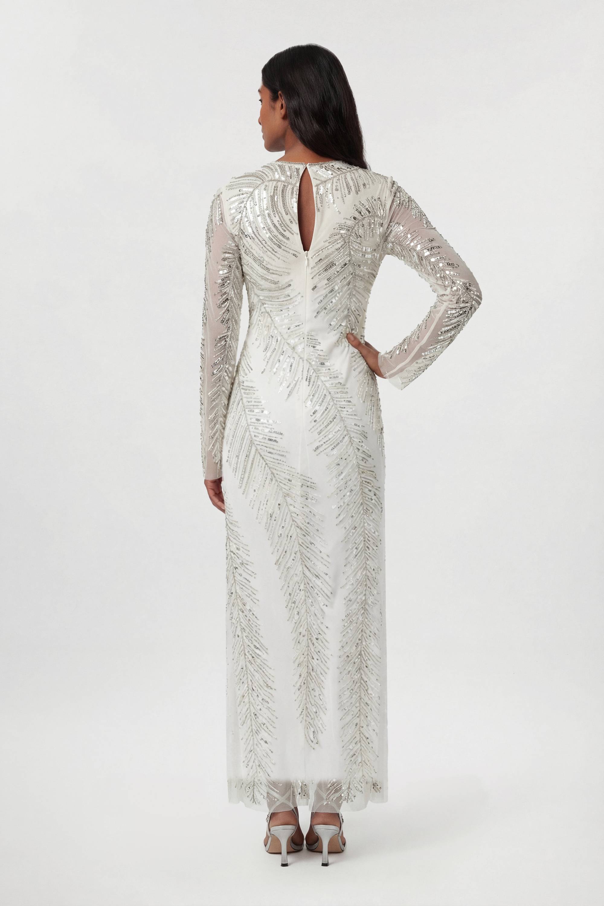 KarenMillen Robe maxi ornée de cristaux en forme de plume