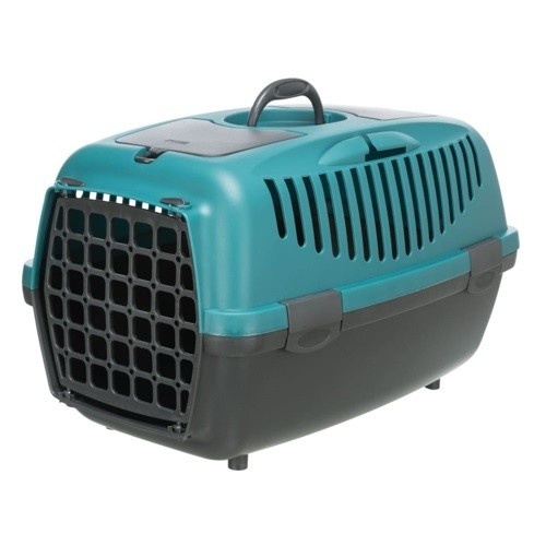 Caixa de transporte Trixie Capri 2 azul e preta para cães e gatos.