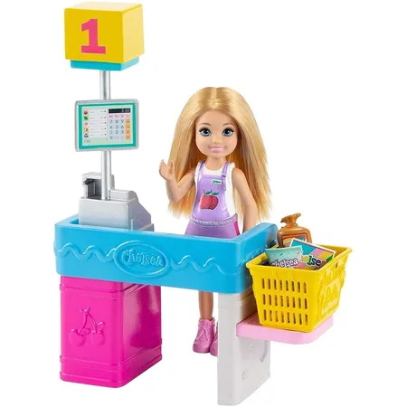 Barbie Chelsea Supermarkt-Spielset mit Puppe und Zubehör
