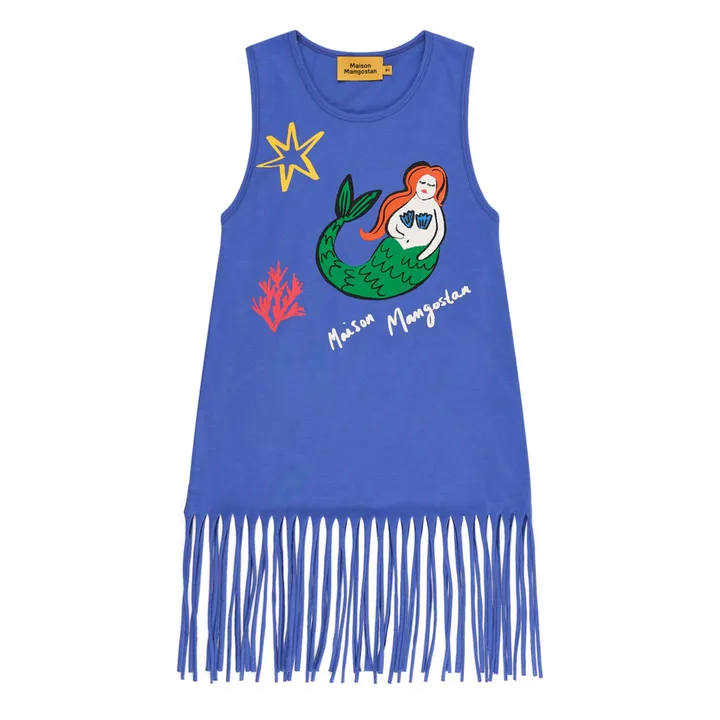 Maison Mangostan Robe à Franges Mermaid Coton Bio | Bleu