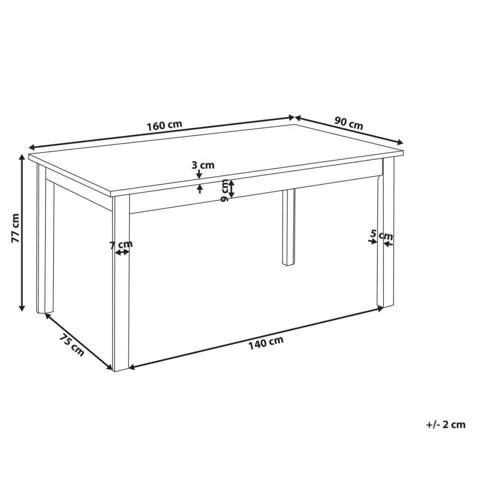 GISELA - Eettafel - Licht eikenhout - 160 x 90 cm - MDF
