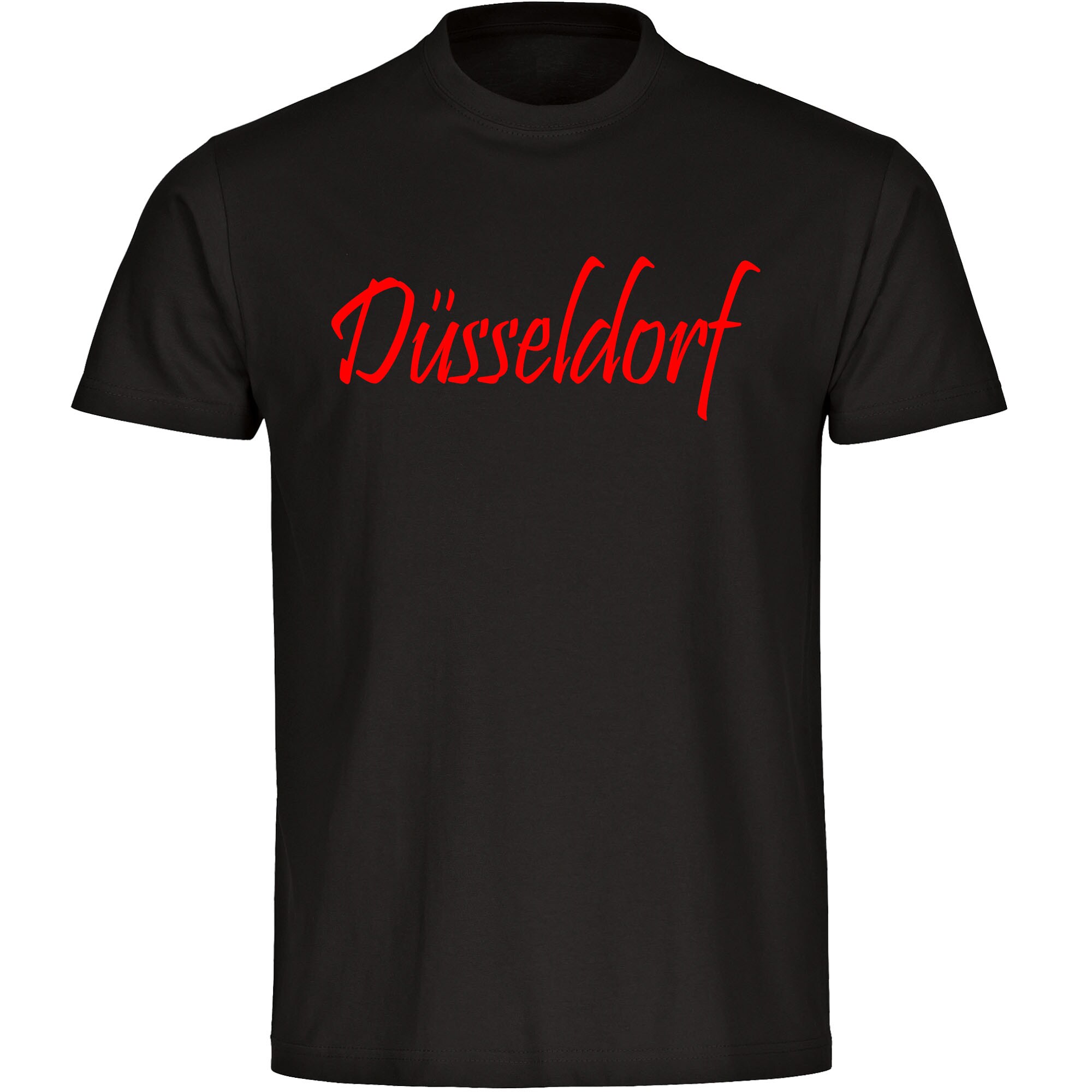 multifanshop® Herren T-Shirt - Düsseldorf - Schriftzug - Druck rot