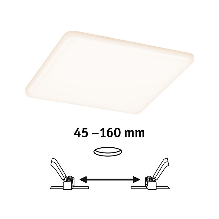 Panneau LED à encastrer Varifit Veluna 1900lm 17w IP44 L.18,5 x l.18,5 cm blanc chaud Paulmann transparent