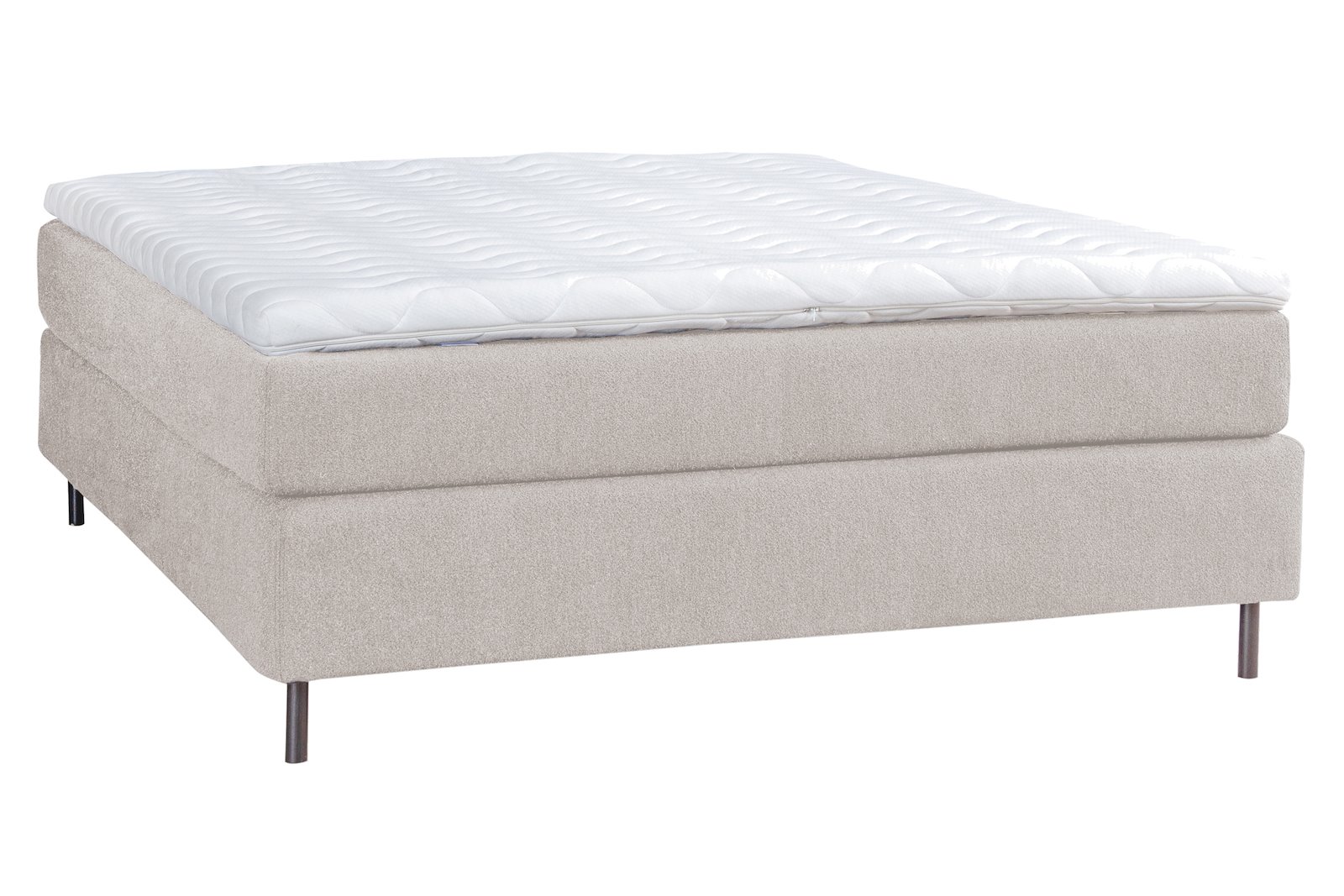 Premium 14 kontinentalseng Tekstil Storm 09 beige, medium/fast, XOV Premium 14 overmadrass og runde sorte ben 15 cm