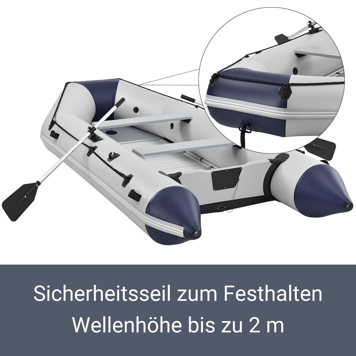 ArtSport Schlauchboot 3,80m mit 2 Sitzbänke, Aluboden, Paddel, Pumpe, Tasche & Reparaturset