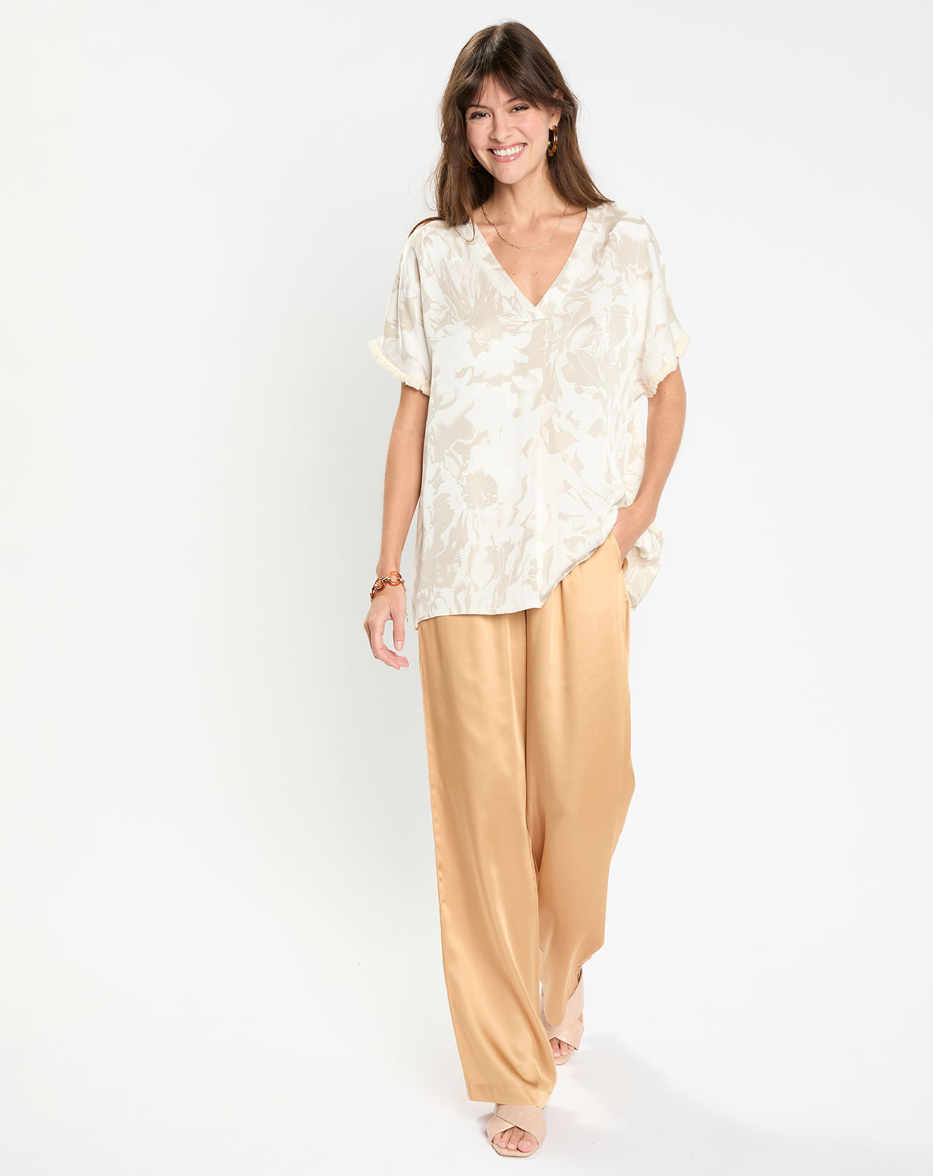 Lauren Vidal Pantalon satiné Soon désert