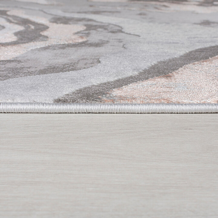 Marmer vloerkleed - Erio Marbled Grijs/Roze | 3D effect