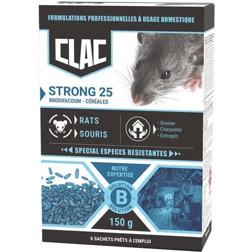 Appât céréales - Strong 25 - rats et souris - spécial espèces résistantes -