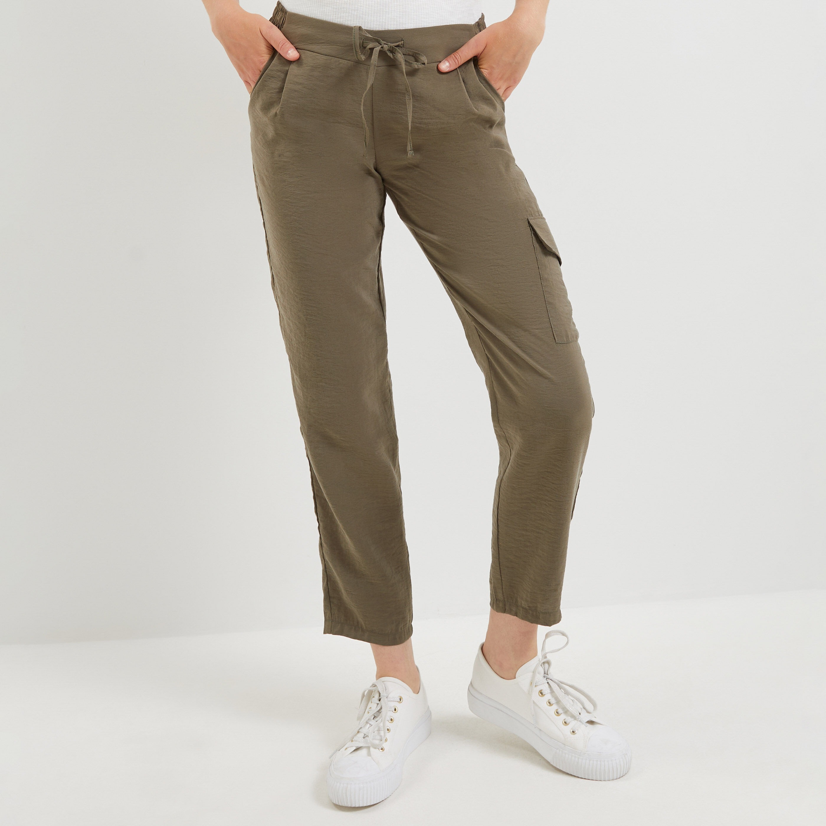 Pantalon cargo fluide femme - KAKI