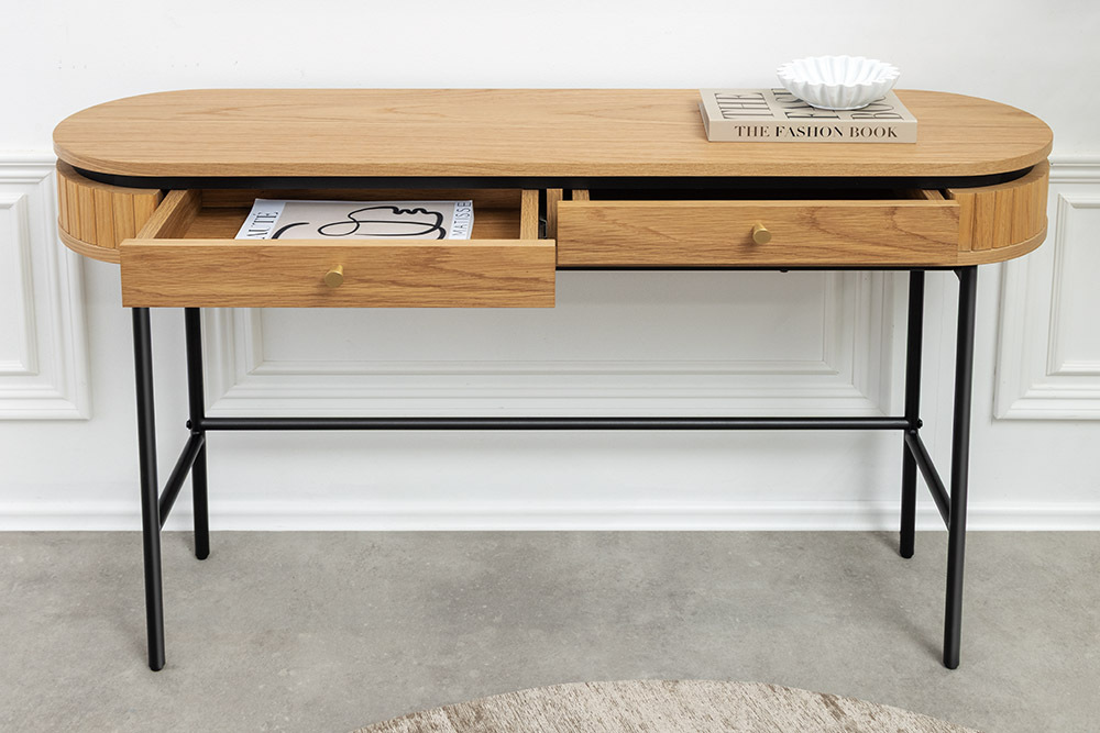 Moderner Konsolentisch ATELIER 120cm natur Eiche schwarz mit Schublade