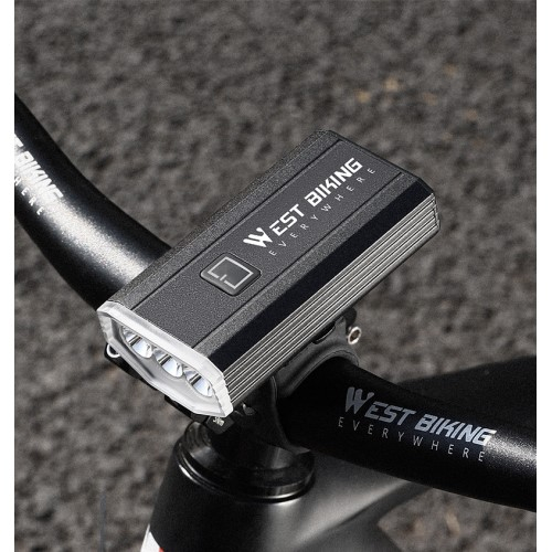 4400mAh Wiederaufladbares USB Fahrrad Licht Velo LED Warnlicht IPX6 - Schwarz