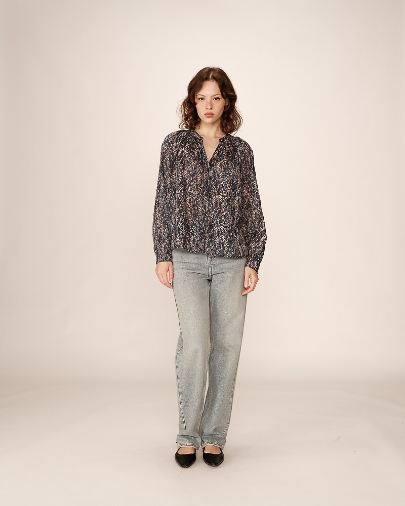 GRACE & MILA<br>Blusa de manga comprida com estampa abstrata, PLATANE